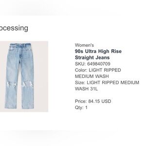 Abercrombie and Fitch 90s ultra high rise straight jeans